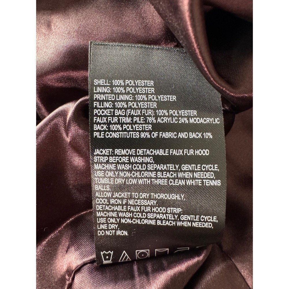Laundry by Shelli Segal Puffer Coat Faux Fur Hood Burgundy Size‎ Small - Picture 9 of 9
